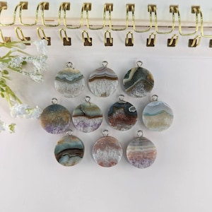 Amethyst Slice Pendants (Round Shape) (Drilled on Top)