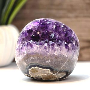 Amethyst Crystal Half Sphere: Home Decor, Healing Stone
