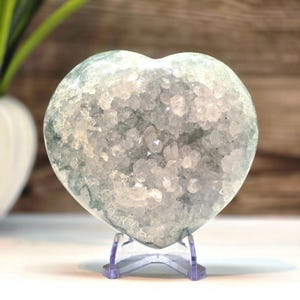 Natürliches Amethystherz, grün gebändert - natürlicher Kristall für Wohnkultur, spirituelle Heilung und positive Energie, perfektes Geschenk für Sie
