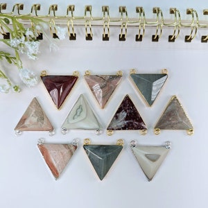 Jasper Connectors (Triangle Shape) (with Electroplated) (24k Gold plated or Silver plated)