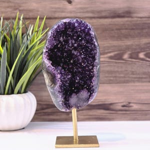 Uruguayan Amethyst Cluster on Metal Stand: Home Decor Crystal