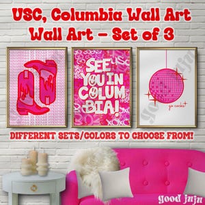 UofSC, Columbia Wall Art - Set of 3 - Choose Your Favorite Set! Trendy College Prints & Dorm Decor (Digital Download)