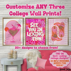 Choose Any 3 Custom College Wall Prints - Any School, Any Colors, Set of 3 (Digital Download)