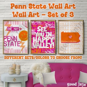 Arte mural de Penn State, PSU: juego de 3: ¡elige tu juego favorito! Impresiones universitarias de moda y decoración para dormitorios (descarga digital)