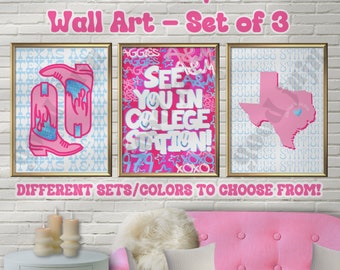 Texas A&M Wall Art - Set of 3 - Choose Your Set! (Digital Download)