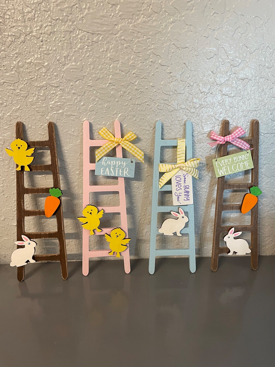 Easter Spring Tier Tray Ladder With Bunny, Chick and Carrots - Etsy