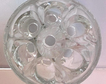 Vintage Small Clear Glass Flower Frog - 7 holes