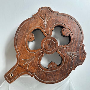 Vintage French Rustic Hand Carved Wooden Trivet