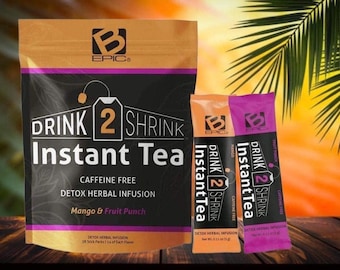 New Instant Drink2Shrink Mango and Fruit Punch Flavored~ 28 Day Supply