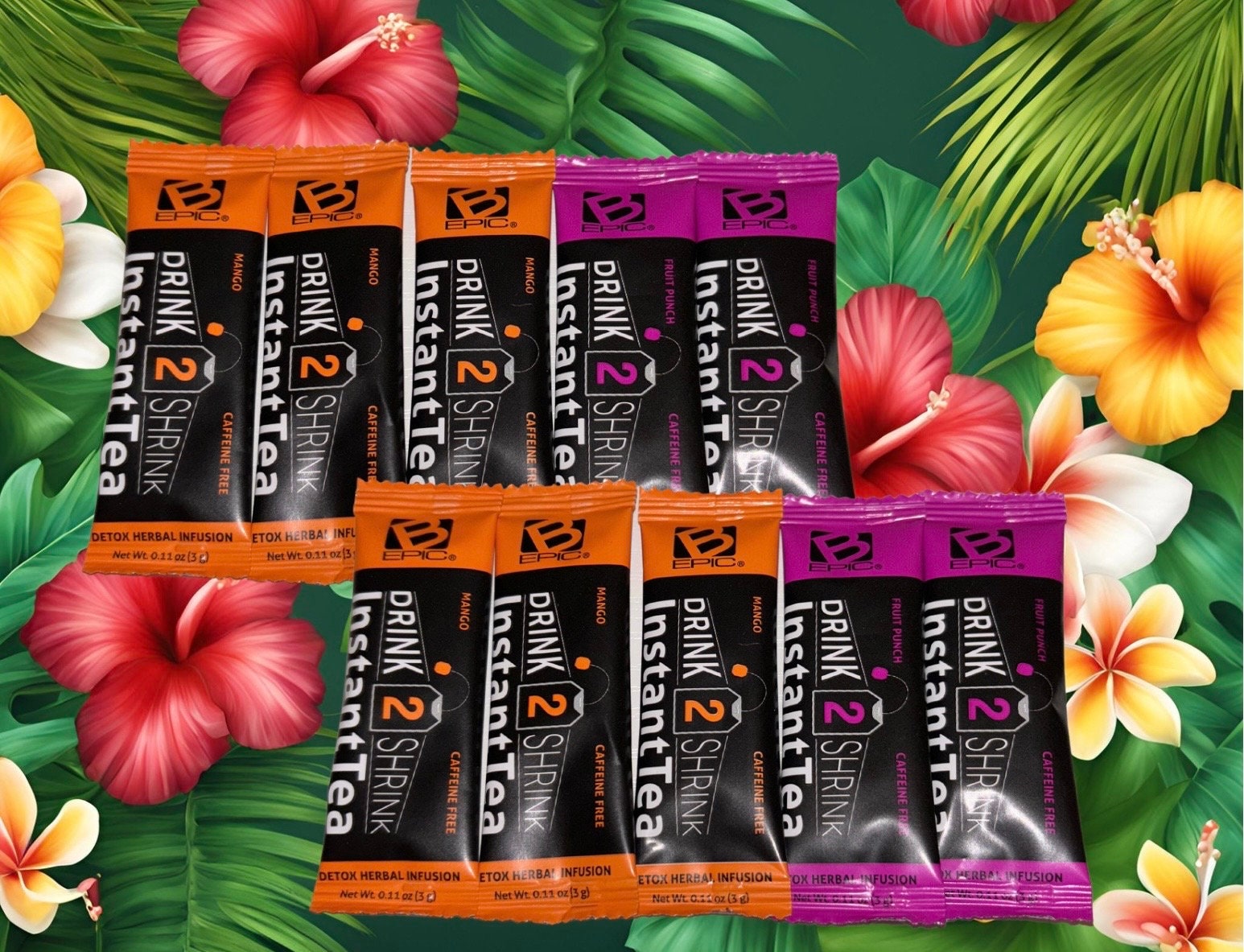 New Instant Drink2Shrink Mango and Fruit Punch Flavored~ 10 Day Supply