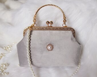 Elegant Velvet Vintage Bag; High Quality Handbag/Shoulder Bag; Solid Color; Unique Niche Design; Birthday Gift; Wedding & Party; 8 Colors