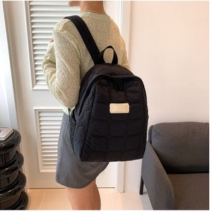 Japanese Style Quilted BackpackMinimalism Small Fresh BagWomen Casual Lightweight Waterproof BackpackSchool BagTravel BackpackDaily Bag image 9