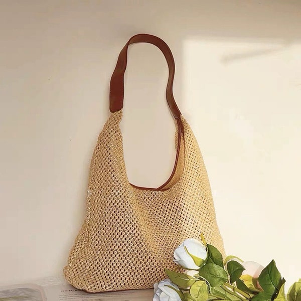 Bag in Bag; ins Retro Woven Straw Bag; Large Capacity Totes; Vacation Shoulder Bag; Beach Bag; Summer Bag; Unique Design