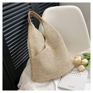 Vacation Beach Bag; Woven Straw Bag; Large Capacity Totes; Shoulder Bag; Summer Bag; Birthday Gift;Unique Design;Shopping Bag; Commuting Bag