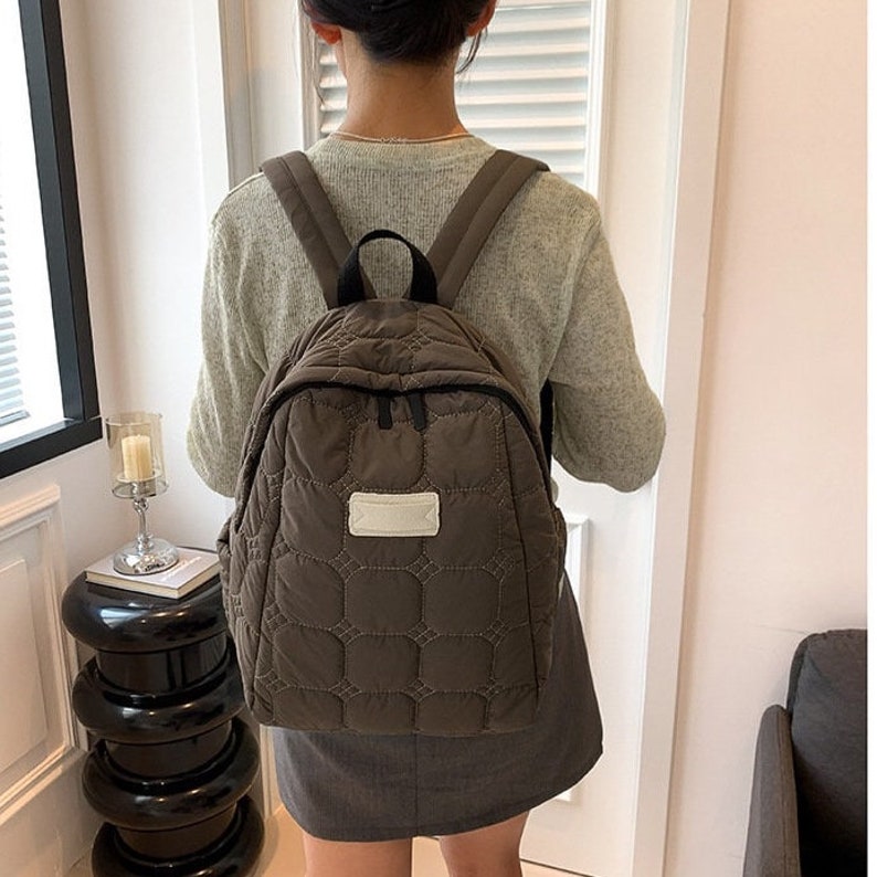 Japanese Style Quilted BackpackMinimalism Small Fresh BagWomen Casual Lightweight Waterproof BackpackSchool BagTravel BackpackDaily Bag image 10