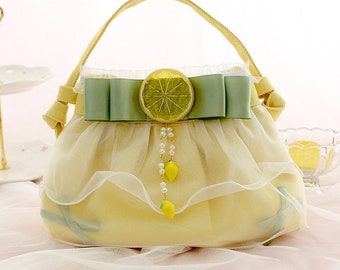 New Lemon Bow Tie Handbag; Small Fresh Fashion Bag; Yellow Shoulder Bag; Niche Design; Special Gift; Birthday Gift; Spring and Summer Bag