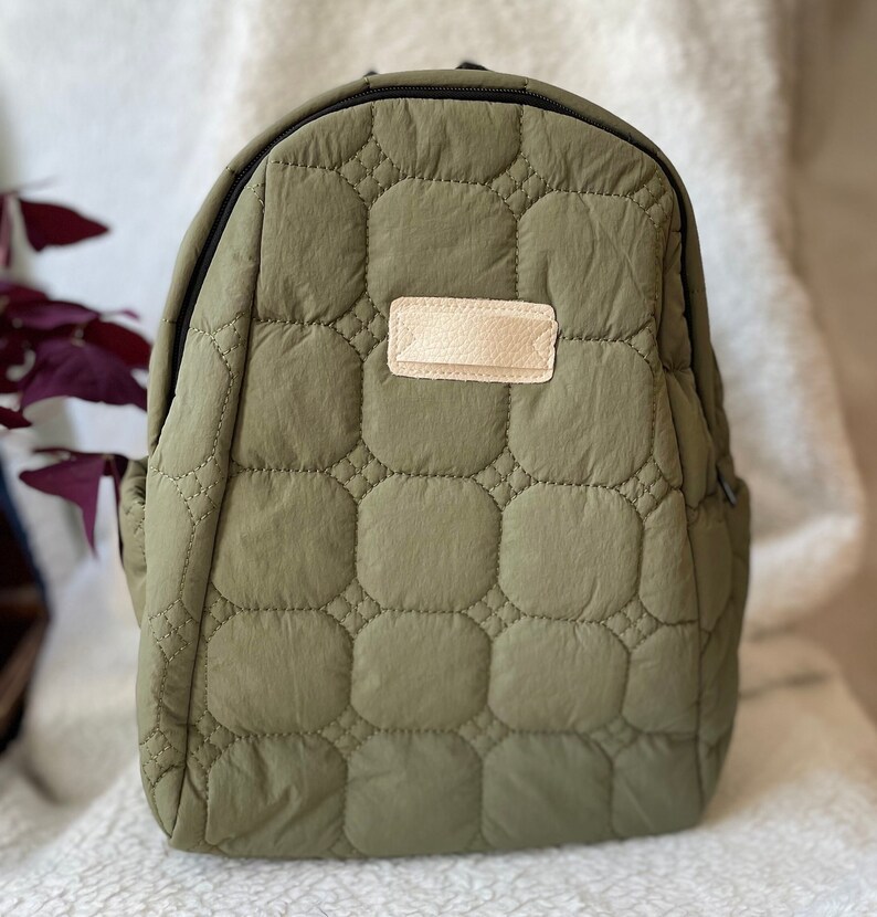 Japanese Style Quilted BackpackMinimalism Small Fresh BagWomen Casual Lightweight Waterproof BackpackSchool BagTravel BackpackDaily Bag Green