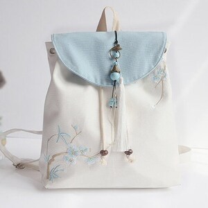 Pretty Flowers White Canvas Backpacks