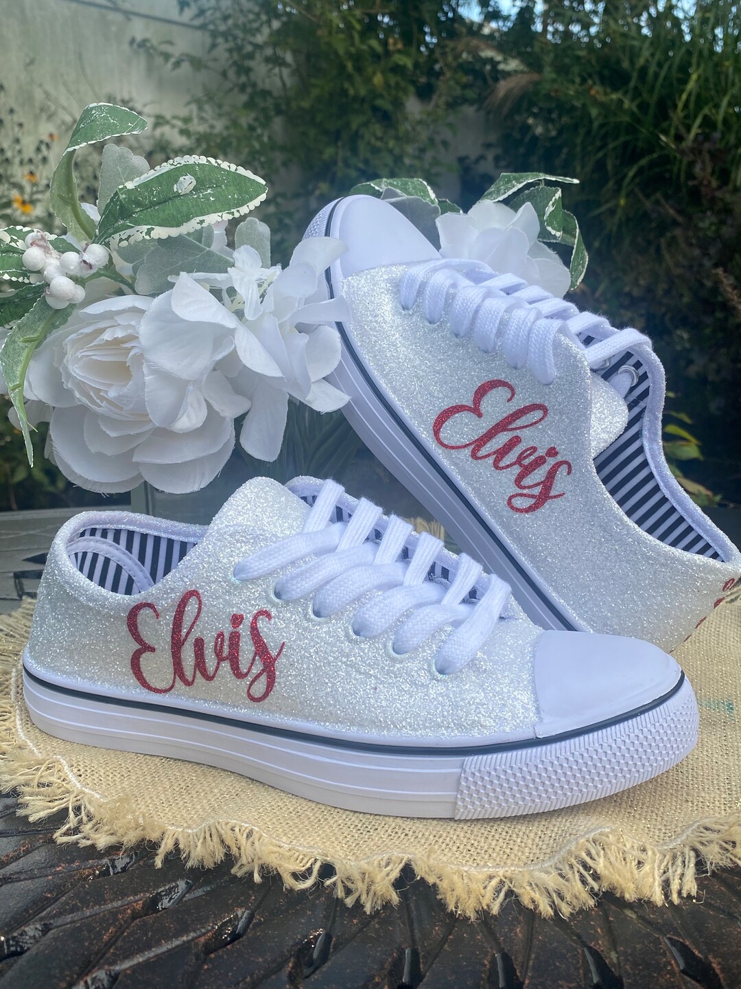 Braut Sneaker WeiÃƒÂŸe Schuhe Mit Glitzer Personalisierte Weiße