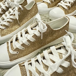 Vegas Gold Glitter Sneakers for Birthday, Special Occasion, Quinceanera, Bachelorette Party, Event, Fun Bling,Mardi Gras
