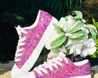 Pink Glitter Sneakers for Birthday, Special Occasion, Quinceanera