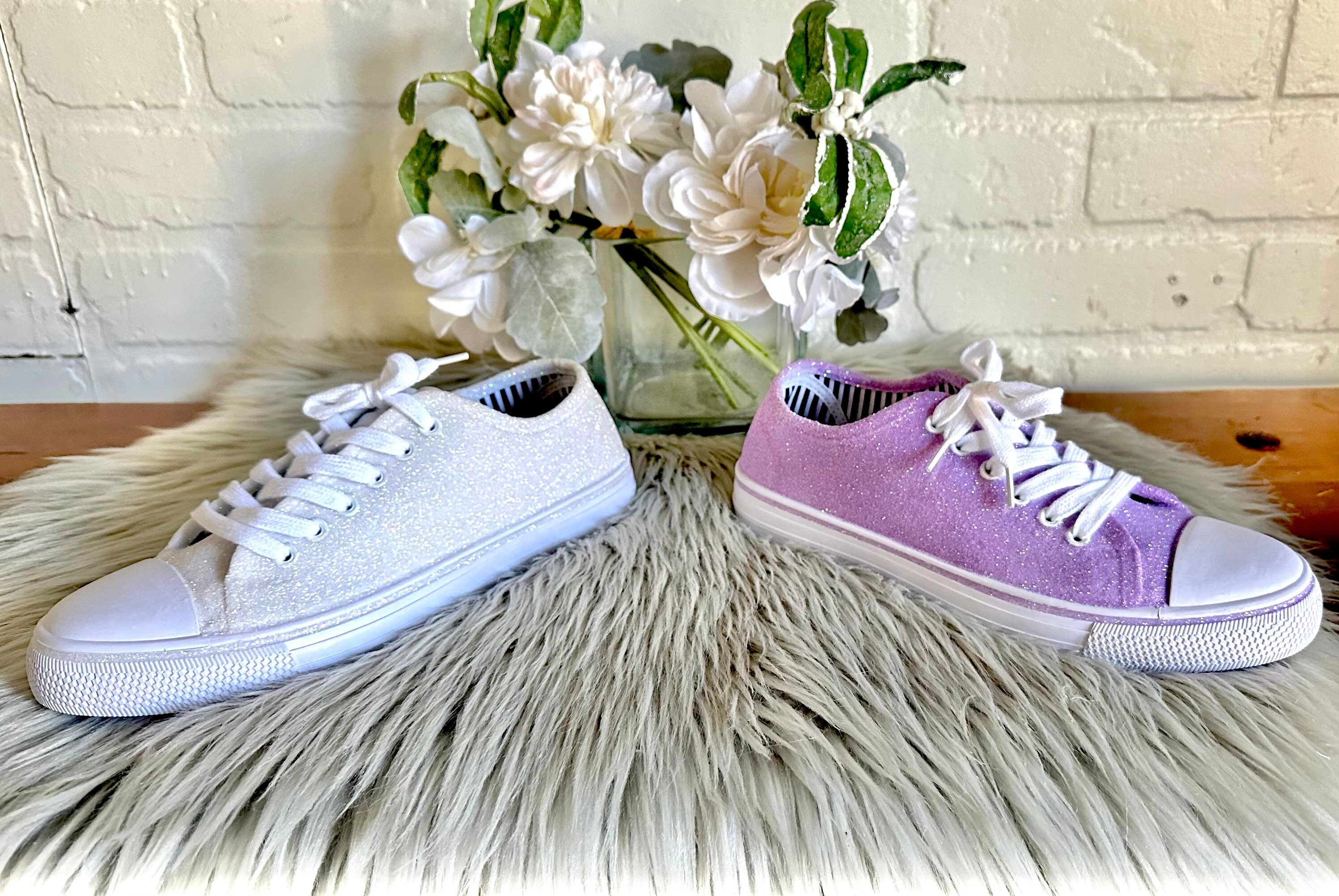 Purple sequin converse shoes 2025