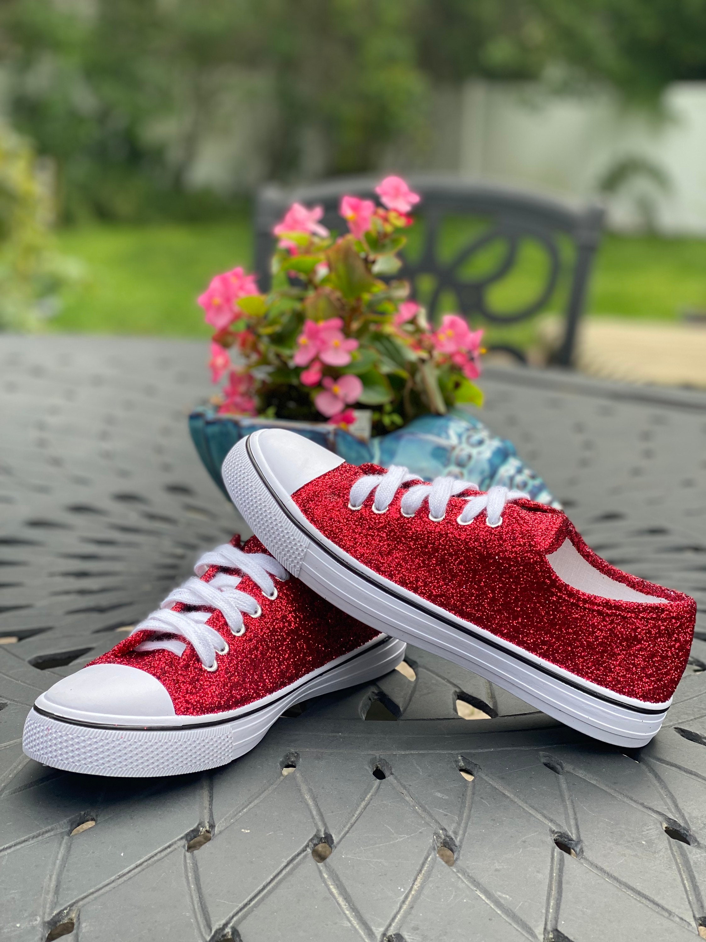 Red Glitter Sneakers for Wedding or Special Occasion, Bling Bridal Shoes, Sparkle  Sneakers, Ruby Red Sneakers - Etsy