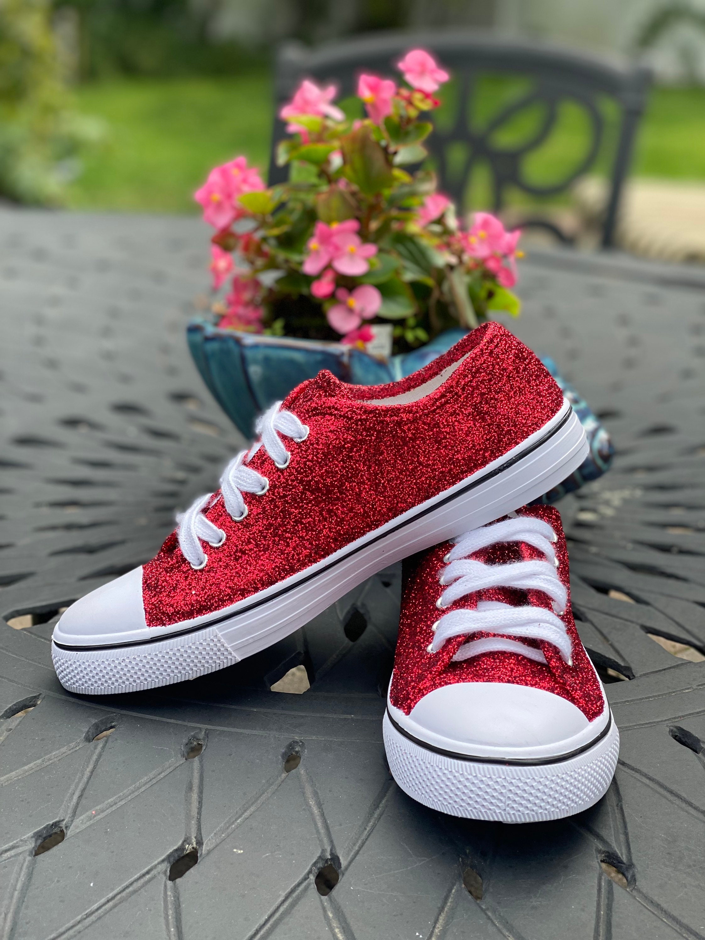 Red Glitter Sneakers for Wedding or Special Occasion, Bling Bridal Shoes, Sparkle  Sneakers, Ruby Red Sneakers - Etsy