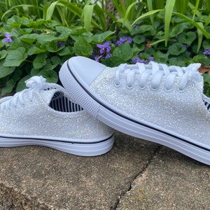 White Glitter Bride Sneakers for Wedding or Special Occasion, Bling Bridal Shoes, Sparkle Sneakers