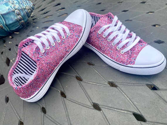 Pink Glitter Sneakers for Birthday, Special Occasion, Quinceanera,  Bachelorette Party, Event, Cotton Candy, Sweet 15 