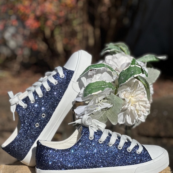 navy glitter shoes for wedding