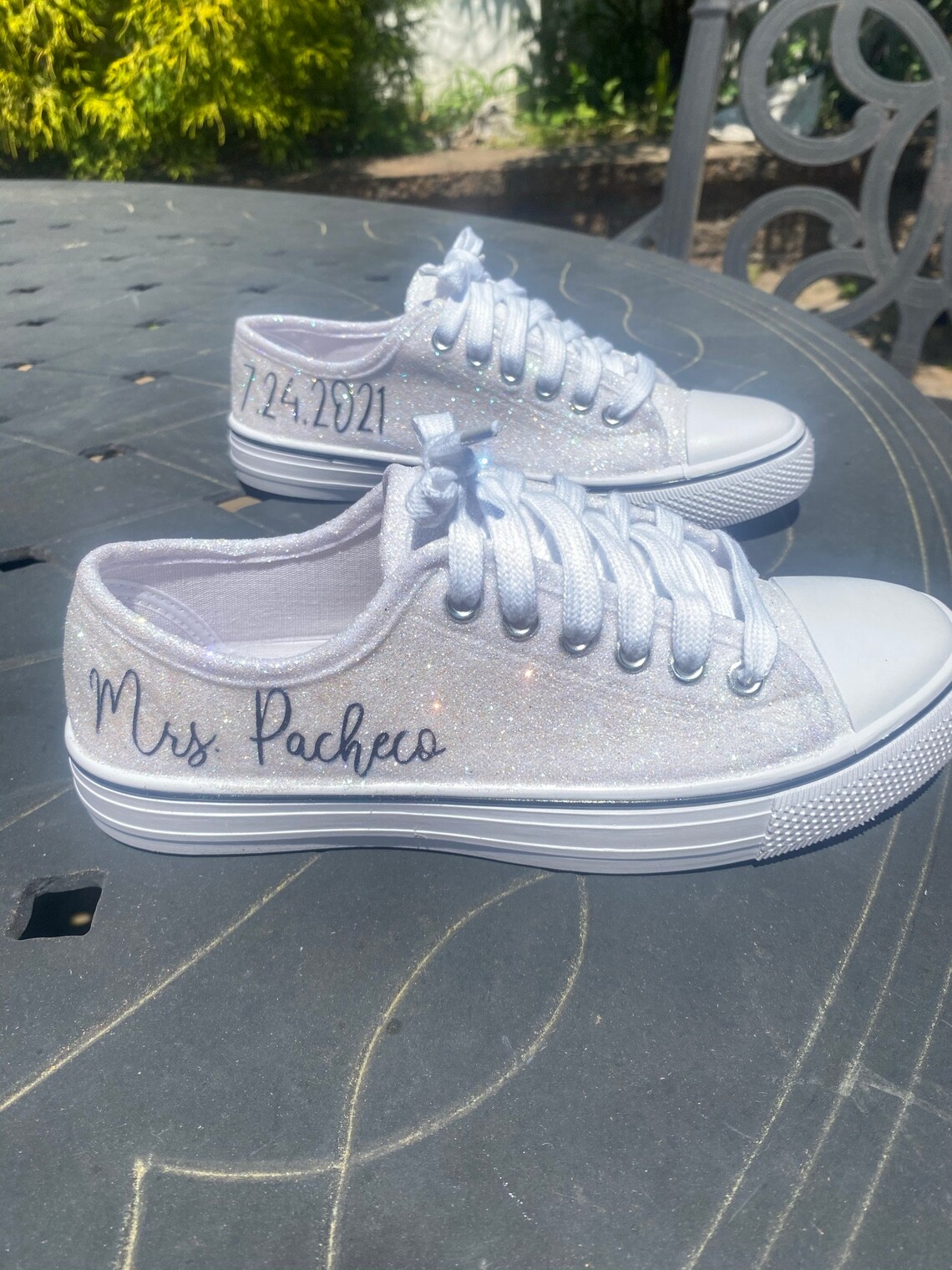 White Glitter Bride Sneakers for Wedding or Special Occasion - Etsy