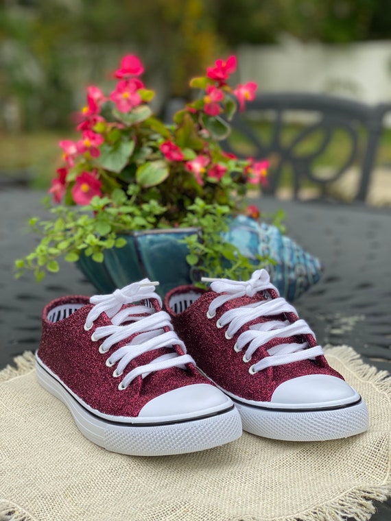Red Glitter Sneakers for Wedding or Special - Etsy