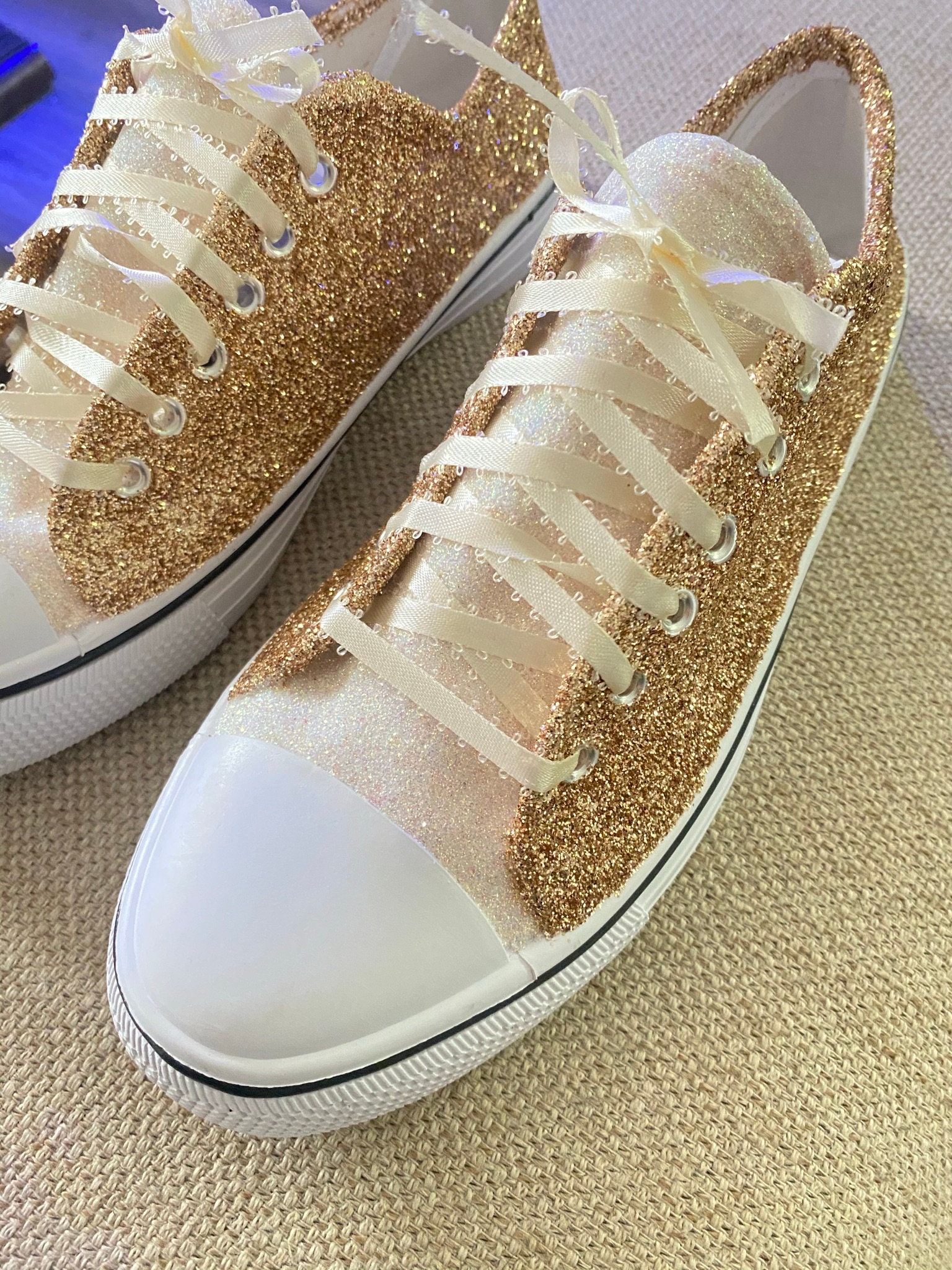 Gold glitter canvas shoes best sale