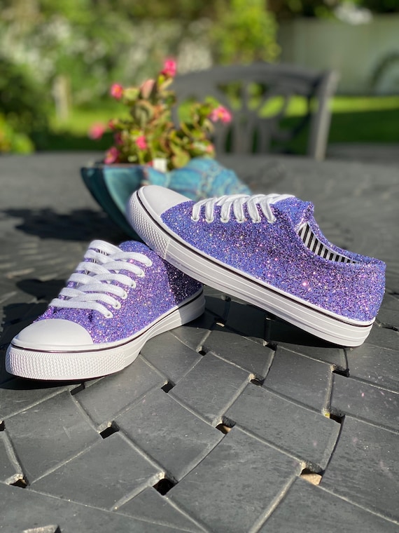 Lilac Purple Glitter Sneakers for Special Occasion -