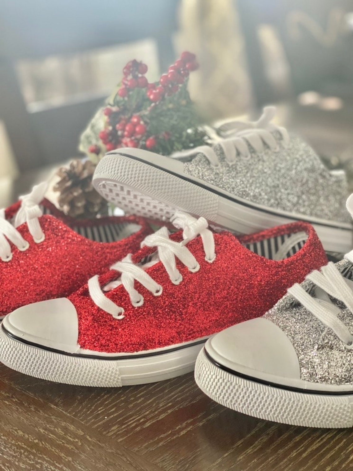 Red Glitter Sneakers for Wedding or Special Occasion Bling Etsy