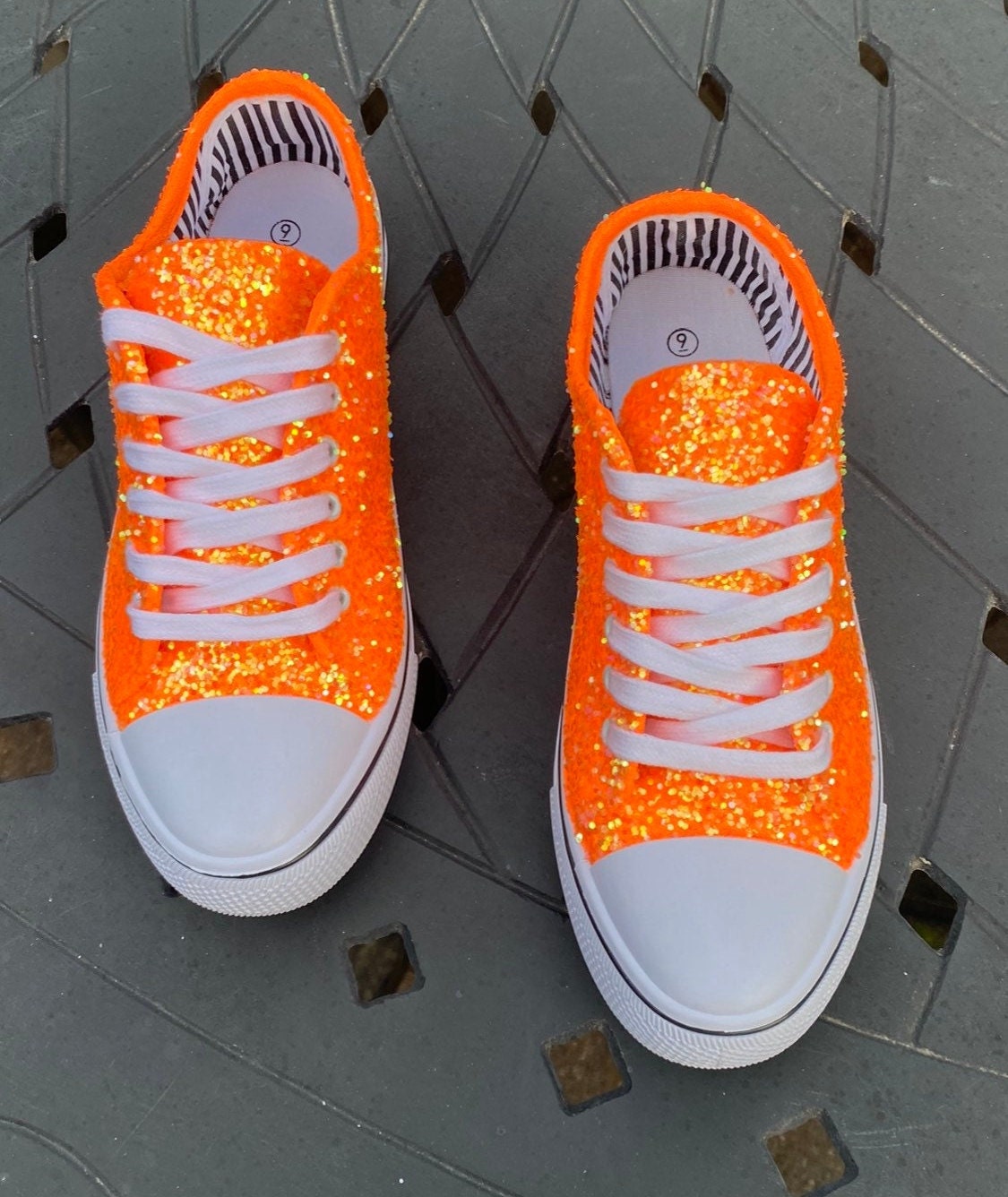 Orange Glitter Sneakers for Wedding Birthday Quinceanera