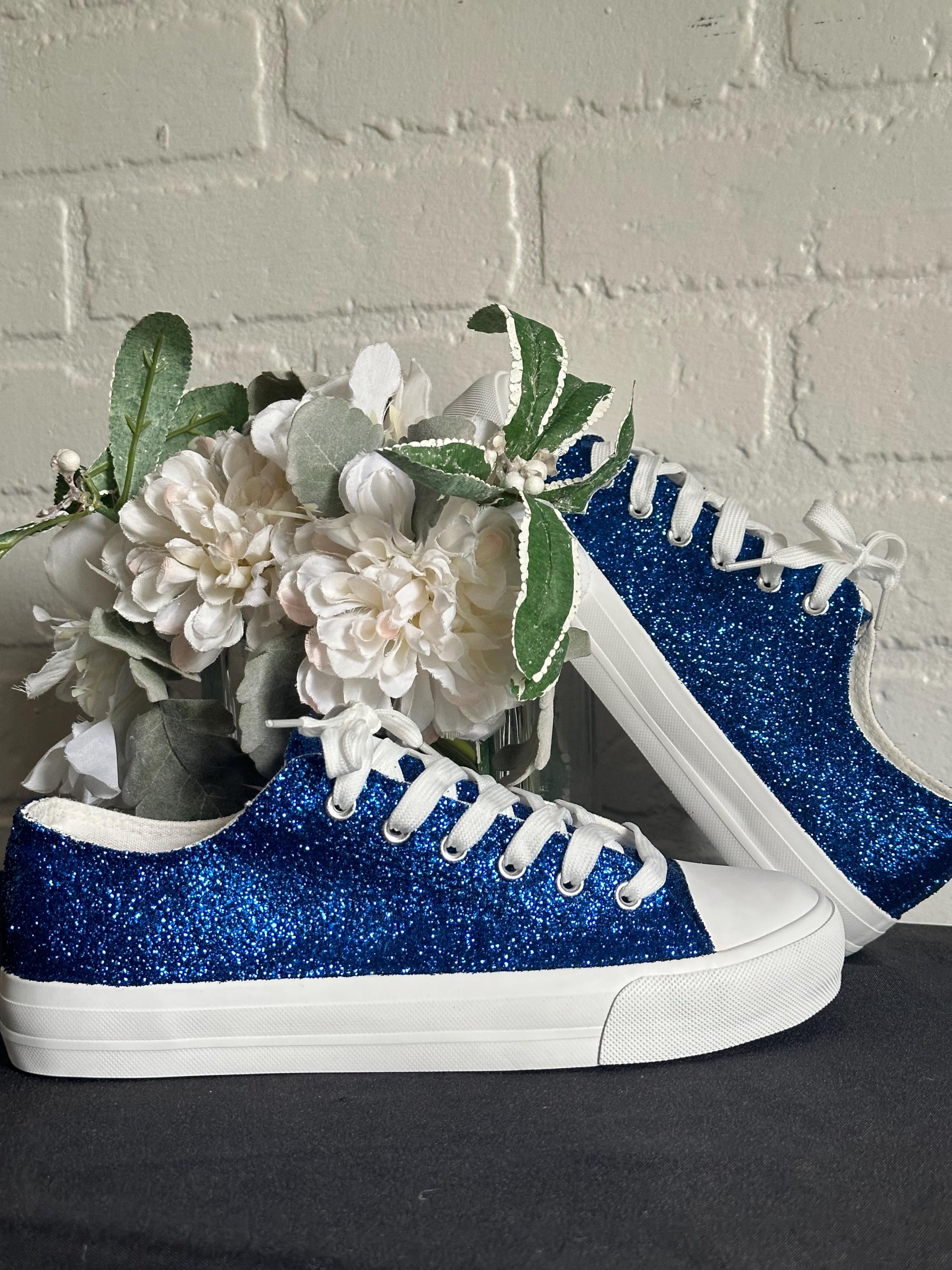 Blue Glitter Sneakers Royal Blue Women's Tennis Shoes Royal