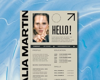 Modern Resume Template with Cover Letter, Editable Canva Design (Digital Download)