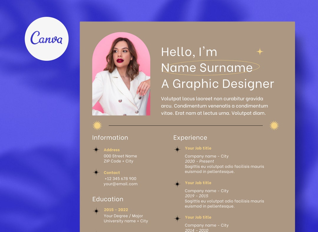 Modern Canva Resume Template With Cover Letter (digital Download) - Etsy
