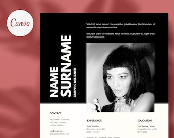 Modern Canva Resume Template, Creative CV Design (Digital Download)