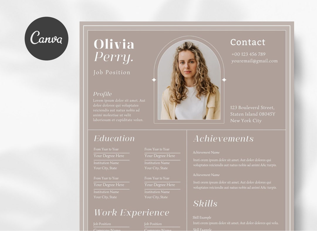 Modern Resume Template, Minimalist CV With Cover Letter (canva) - Etsy