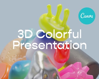 3D Presentation Slides Template for Canva | Modern, Colorful (Instant Download)