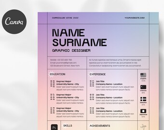 Modern Resume Template, Cover Letter, Canva Editable (Digital Download)
