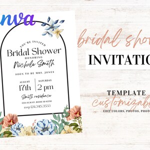 Floral bridal shower invitation, bridal shower invitation, country bridal shower, bridal shower