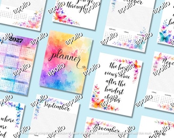 Watercolor Butterflies Planner Jun 2026 – Dec 2027 | Printable Digital PDF