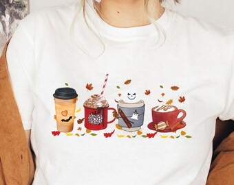 Chemise Coffee Addict, Chemise Nightmare Before Coffee, Chemises d’Halloween d’automne Femmes, Unisexe Plus Size, Chemise de café drôle, Cadeau d’amateur de café