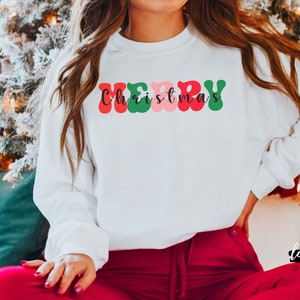 Merry Christmas Retro Sweatshirt, Merry Sweatshirt, Christmas Crewneck, Merry Christmas Sweatshirt Women, Christmas Shirt,Holiday Sweatshirt