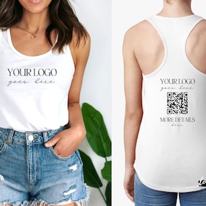 Custom Design Women Racerback Tank Top Personalized logo QR Design Tank Top Branded Tank Top Corporate Event Tank Top Custom Party Tank Top