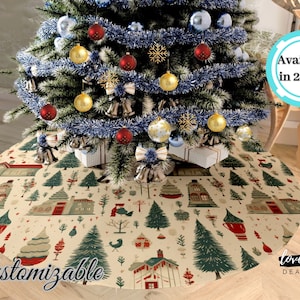 Personalized Christmas Tree Skirts Vintage Custom Tree Skirt Christmas Home Decor Custom House Warming Gift Custom Engagement Wedding Gift